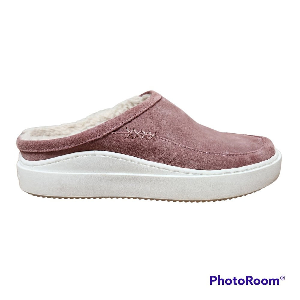 LUCKY BRAND Korrin Suede Sherpa Lined Mule Slip-on Sneakers Shoes Pink Women's 7